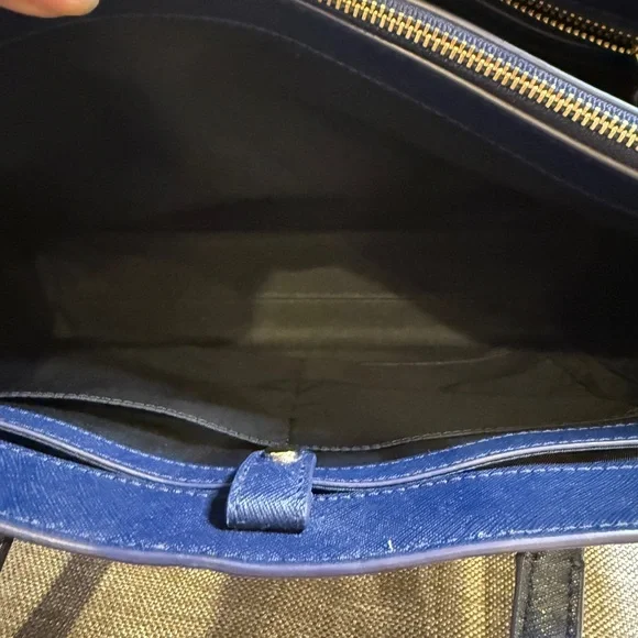 Tory Burch Navy Blue Leather Tote Bag - Purse - Picture 9 of 15